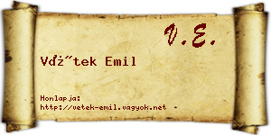 Vétek Emil névjegykártya