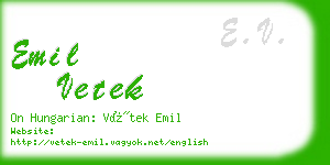 emil vetek business card